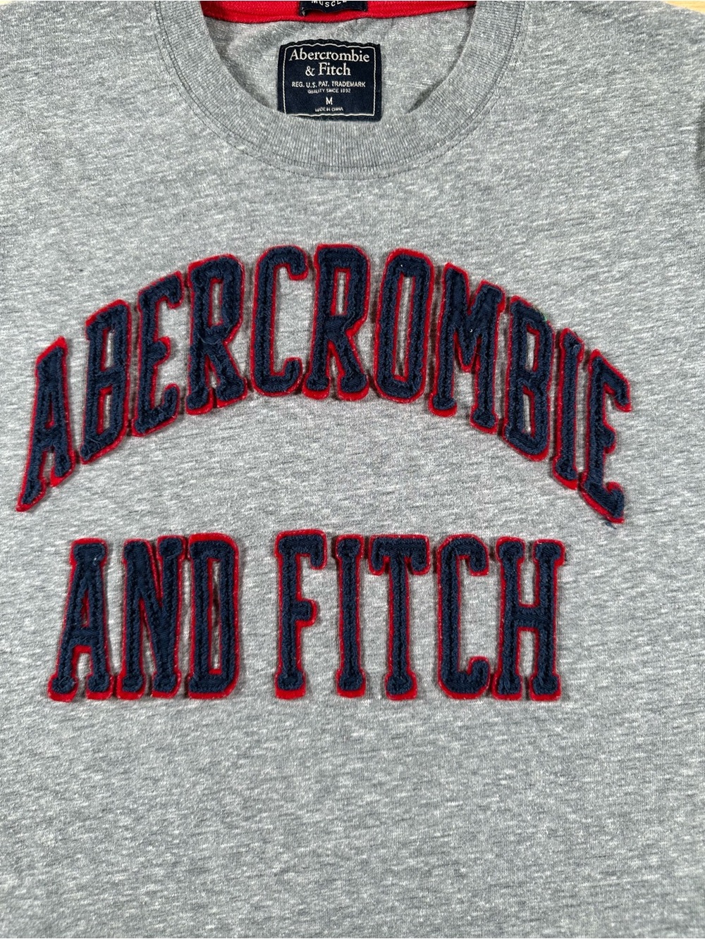 Vintage Abercrombie & Fitch Muscle Fit Spellout Graphic T-Shirt Gray Mens Medium